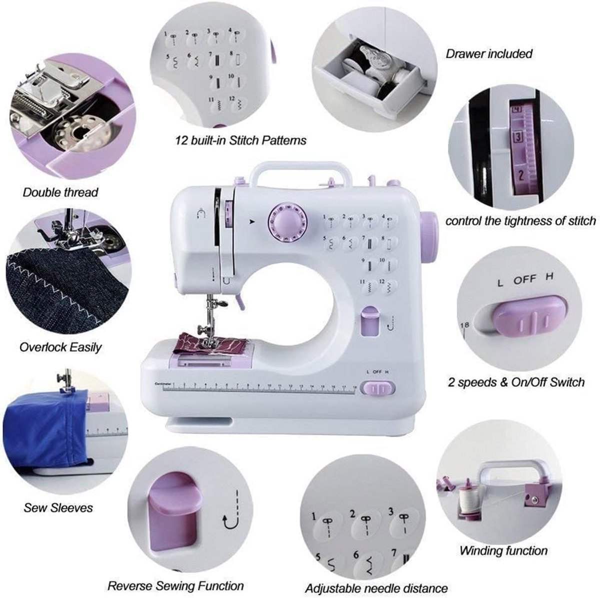 Mini naaimachine multifunctioneel EU 220V