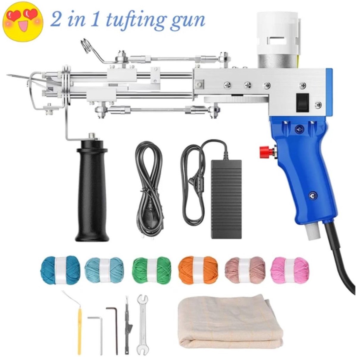 De MKSS Premium Tufting Gun Beginnerspakket Wit Blauw in één oogopslag
