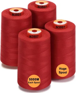 Naaigaren polyester cones - 4 x 5000m - rood
