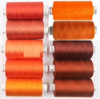 Naaigaren set - polyester - 10 rollen - oranje assortiment