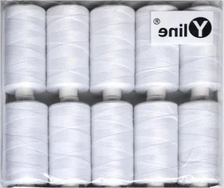 Naaigaren set polyester - 10 spoelen - 500 m - wit