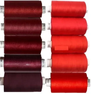 Naaigaren set polyester rood/bruin