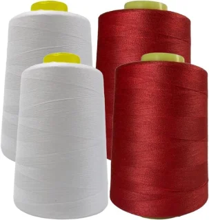 Naaigarenspoelen 4500 meter/rol - 2 x wit + 2 x rood