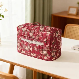 Naaimachine draagtas met vintage bloemenprint, 43 x 35 x 6 cm, rood