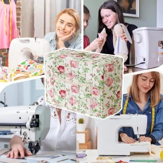Naaimachine hoes vintage bloemenprint 43 x 35 cm roze