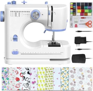 Naaimachine - Naaiset - Beginners Creaties - 12 Stikmodi - 20 Stofstukken - Blauw Wit