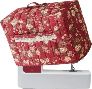 Naaimachinehoes bloemenprint rood 43x35x24cm