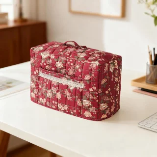 Naaimachinehoes draagtas vintage bloemenpatroon rood 43x35cm
