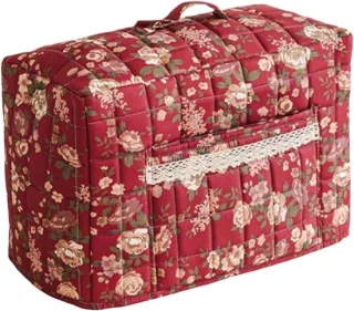 Naaimachinehoes draagtas vintage bloemenpatroon rood 43x35cm