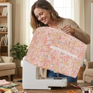 Naaimachinehoes met bohemian bloemen design, 43x24x35cm, multicolor