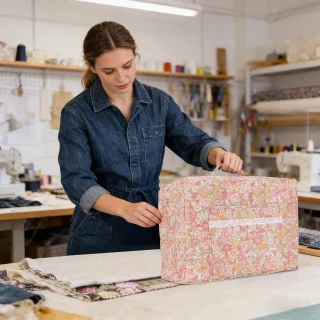 Naaimachinehoes met bohemian bloemen design, 43x24x35cm, multicolor
