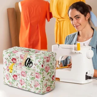 Naaimachinehoes vintage bloemenpatroon roze