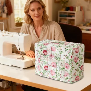 Naaimachinehoes vintage bloemenprint 43 x 35 x 24 cm