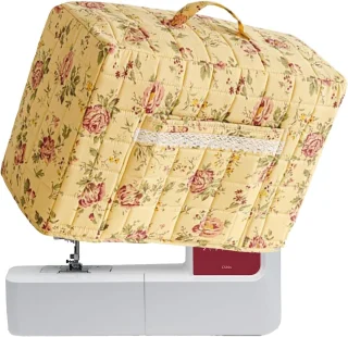 Naaimachinehoes vintage bloemenprint geel 43 x 35 cm