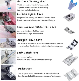 Naaivoetenset 11-delig voor Brother Singer Janome Babylock Kenmore lage schacht