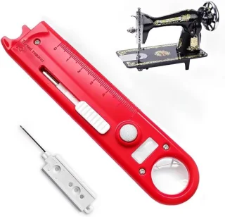 Naald voor hand- en machinenaaien met naaldinrijger, rood, kunststof, 1 stuk