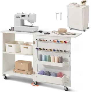 Opvouwbare naaitafel - naaimachinekast - 584 x 400 x 778 mm - wit