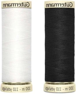 Polyester naaidraad - handnaaigaren - 2 x 100m - wit en zwart