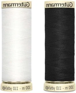 Polyester naaidraad voor hand- en naaimachine – 2 x 100 m, wit en zwart