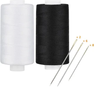 Polyester naaigaren 100 m, 6 spoelen, zwart