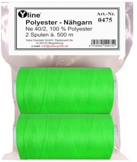 Neon groene polyester naaigaren — fel, sterk en allround inzetbaar