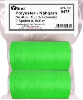 Polyester naaigaren 1000 m (2 spoelen) - neon groen