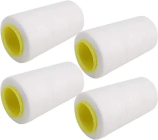 Polyester naaigaren 4 spoelen 8000 m wit voor naaimachine