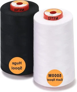 Polyester naaigaren - naaimachine en quilten - 10000m - wit en zwart
