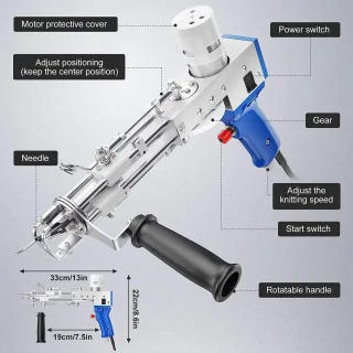 Tuftinggun - Borduur- en naaimachine (Zwart/Blauw)