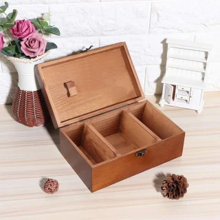 Vintage houten naaidoos Taraxacum Pattern Empty Box