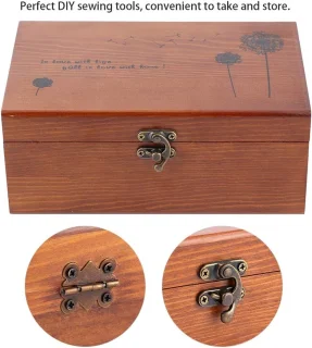 Vintage houten naaidoos Taraxacum Pattern Empty Box