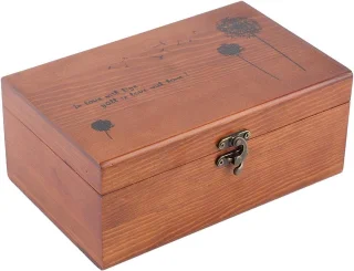 Vintage houten naaidoos Taraxacum Pattern Empty Box