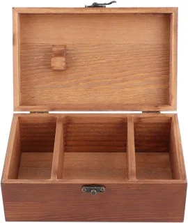 Vintage houten naaidoos Taraxacum Pattern Empty Box