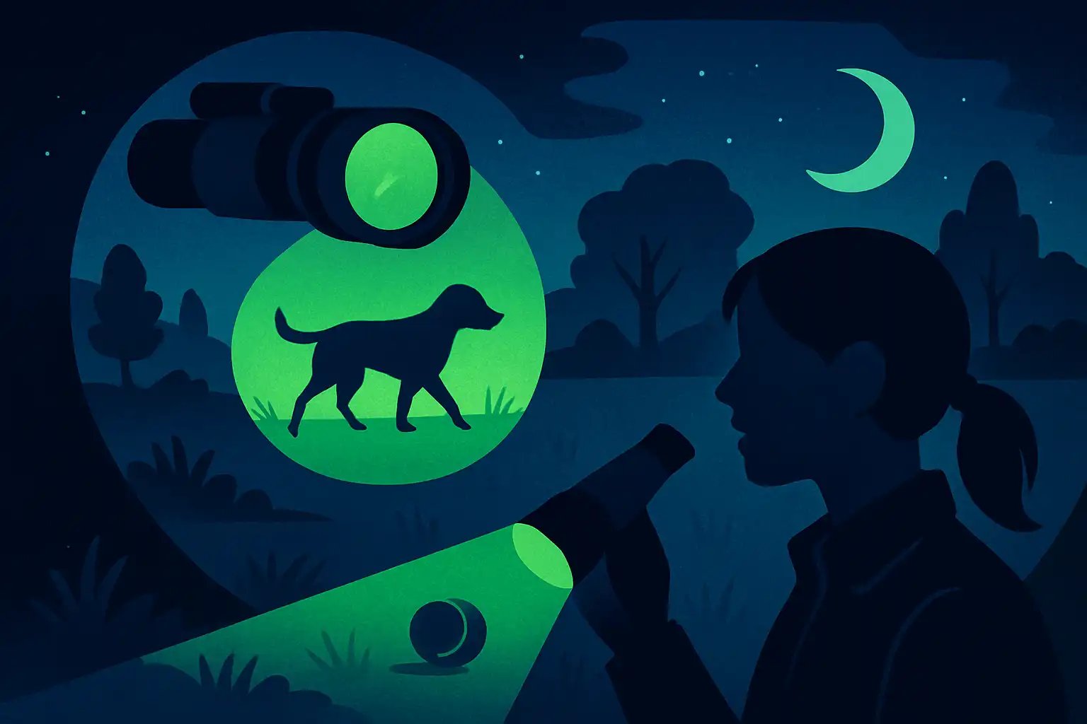 Zo kies je een nachtkijker voor hondeneigenaren: veilige nachtwandelingen, zoekacties en spelletjes