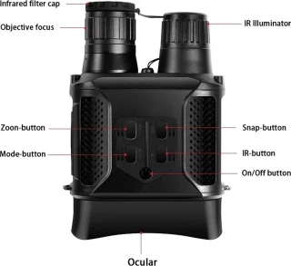 Nachtkijker Met Infrarood - Luxe Verrekijker Met Nachtzicht Dag & Nacht - Night Vision Goggles Bril + SD Kaart - Nachtkijker - Zwart