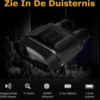 Nachtkijker Met Infrarood - Luxe Verrekijker Met Nachtzicht Dag & Nacht - Night Vision Goggles Bril + SD Kaart - Nachtkijker - Zwart