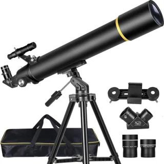 Professionele refractortelescoop voor volwassenen - Astronomie 80 mm diafragma 900 mm - Compact en draagbaar met draagtas Nachtkijker