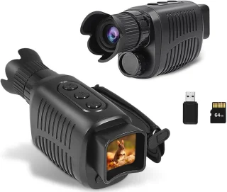 Gloovon Compact Nachtkijker Monoculair - Monoculaire Nachtkijker - 10x Zoom - Met Infrarood - 2.5K QHD Video & 10MP Foto's - Inclusief 64G MicroSD-Kaat