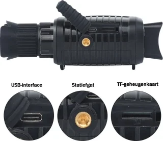 Gloovon Compact Nachtkijker Monoculair - Monoculaire Nachtkijker - 10x Zoom - Met Infrarood - 2.5K QHD Video & 10MP Foto's - Inclusief 64G MicroSD-Kaat