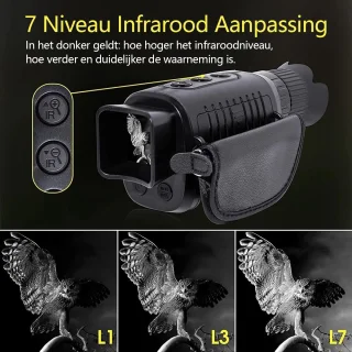 Gloovon Compact Nachtkijker Monoculair - Monoculaire Nachtkijker - 10x Zoom - Met Infrarood - 2.5K QHD Video & 10MP Foto's - Inclusief 64G MicroSD-Kaat