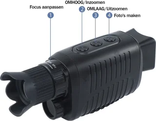Gloovon Compact Nachtkijker Monoculair - Monoculaire Nachtkijker - 10x Zoom - Met Infrarood - 2.5K QHD Video & 10MP Foto's - Inclusief 64G MicroSD-Kaat