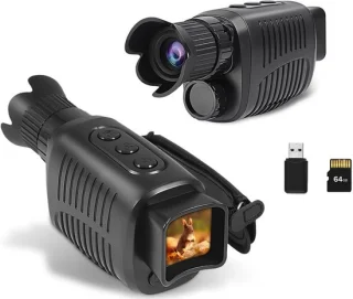 Gloovon Compact Nachtkijker Monoculair - Monoculaire Nachtkijker - 10x Zoom - Met Infrarood - 2.5K QHD Video & 10MP Foto's - Inclusief 64G MicroSD-Kaat