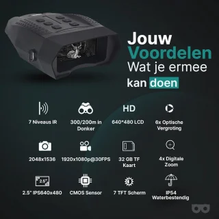 Nachtkijker met Digitale Camera en Infrarood Technologie – HD Beelden tot 400 Meter – Inclusief 32GB SD Kaart