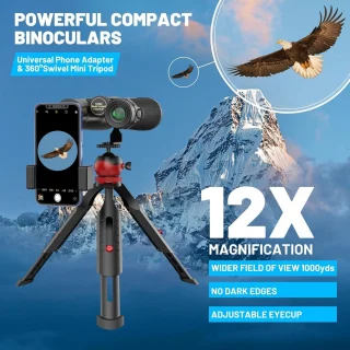 12X42 Waterdichte Verrekijker met Smartphone Adapter - Robuust Model