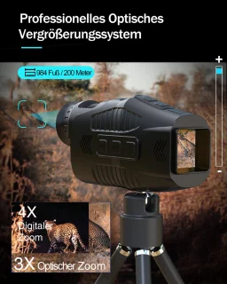 Gloovon Digitale Nachtkijker Monoculair 10x Zoom 2.5K