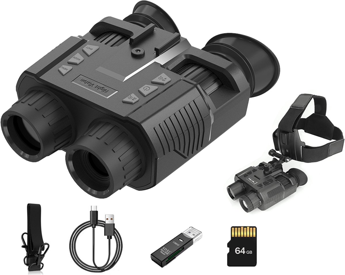 De Gloovon Hoofdgemonteerde Nachtkijker 4K Ultra HD Zwart in één oogopslag