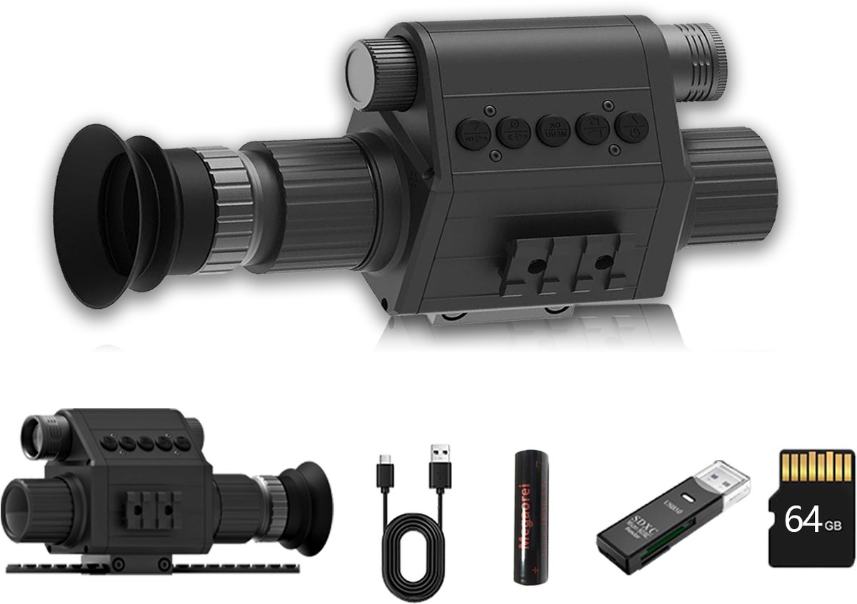 De Gloovon Nachtkijker Digitale Infrarood 4x Zoom Full HD 1080P Zwart in één oogopslag
