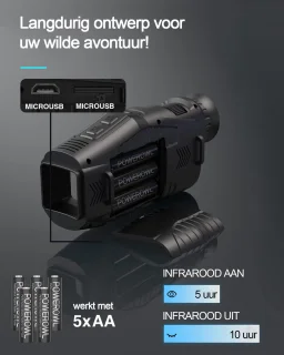 Gloovon Nachtkijker Monoculair 2.5K 10MP Zwart
