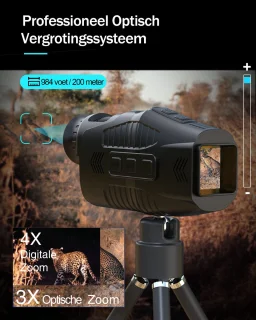 Gloovon Nachtkijker Monoculair 2.5K 10MP Zwart