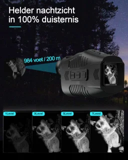 Gloovon Nachtkijker Monoculair 2.5K 10MP Zwart